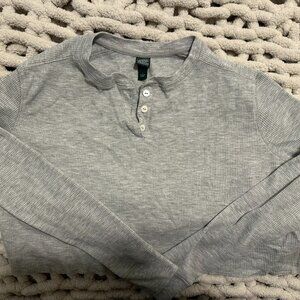 Wild Fable Gray Waffle Knit Cropped Henley size L